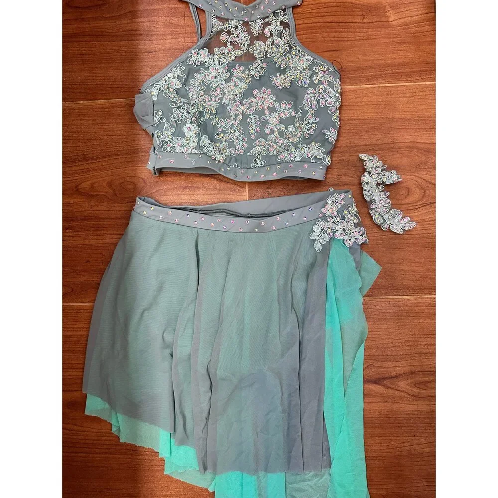 Pre-Owned Dance Costume XL Child Green Revolution RC24589 Lyrical Contemporary